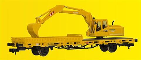 Vagon platforma cu excavator ATLAS