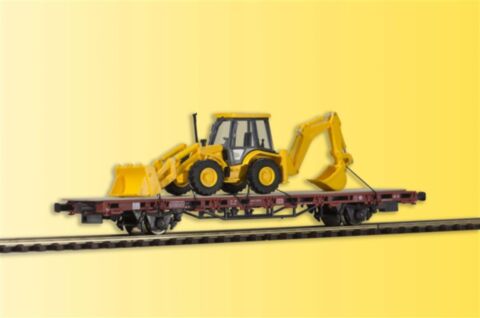 Vagon platforma cu excavator JCB